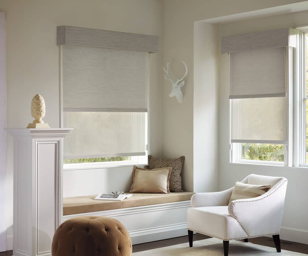 Hunter Douglas Designer Screen Shades offer a clean, streamlined look at the window.