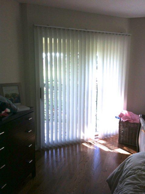 Master Bedroom before - vinyl vertical blinds