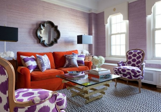 Pair Radiant Orchid with bold colors like Tangerine for a lively space. 